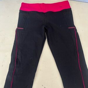 lululemon athletica Black Capri Leggings with Hot Pink Waistband